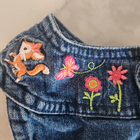 Y2k‎ 02 Disney Winnie the Pooh Denim Dress Girl Pink Embroidered Flowers Ruffles - Picture 6 of 8